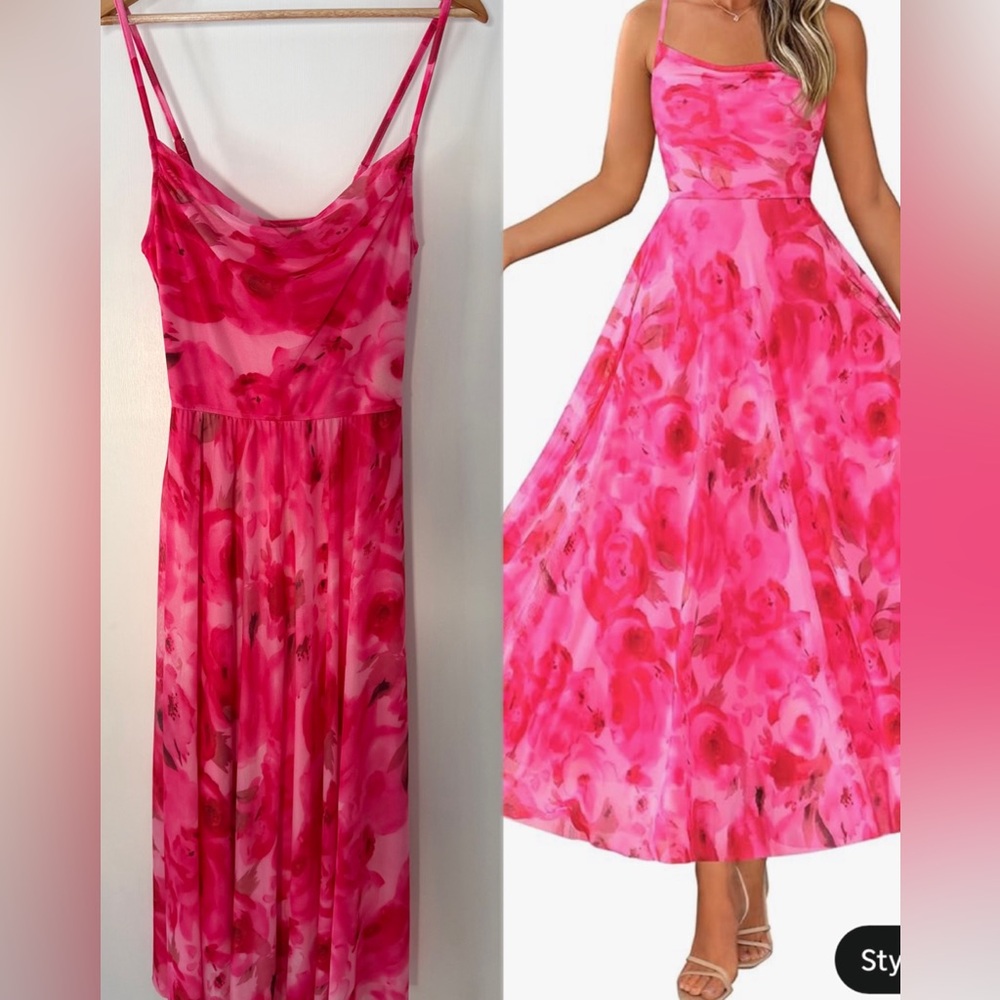 Floral Pink spaghetti strap dress